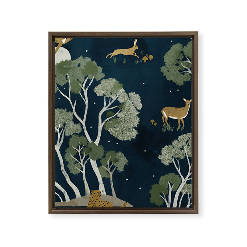 A Forest Awakens Full Moon Framed Canvas Print