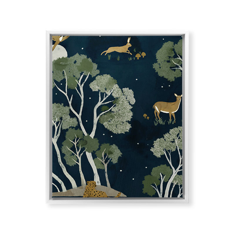 A Forest Awakens Full Moon Framed Canvas Print