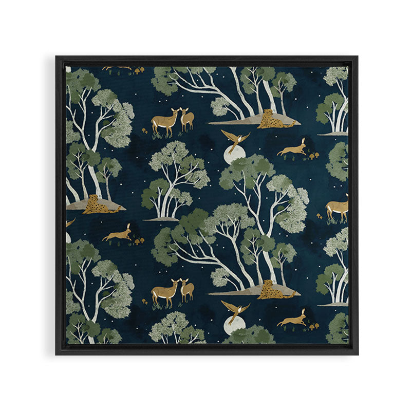 A Forest Awakens Full Moon Framed Canvas Print