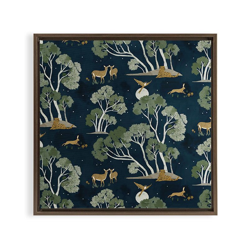 A Forest Awakens Full Moon Framed Canvas Print