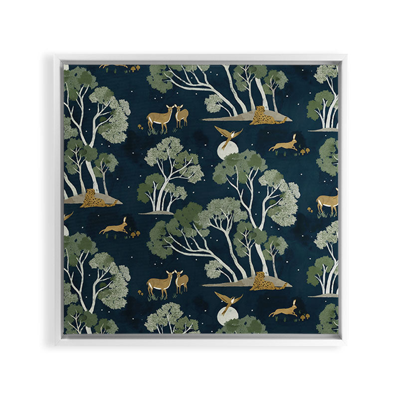 A Forest Awakens Full Moon Framed Canvas Print