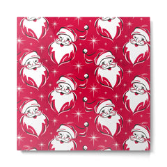 Tis The Season Retro Santa Red White Pattern Metal Print