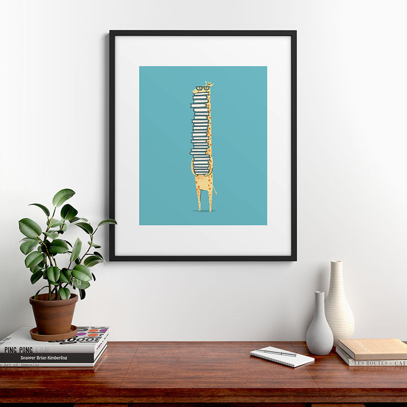 A Book Lover (blue) Framed Art Print