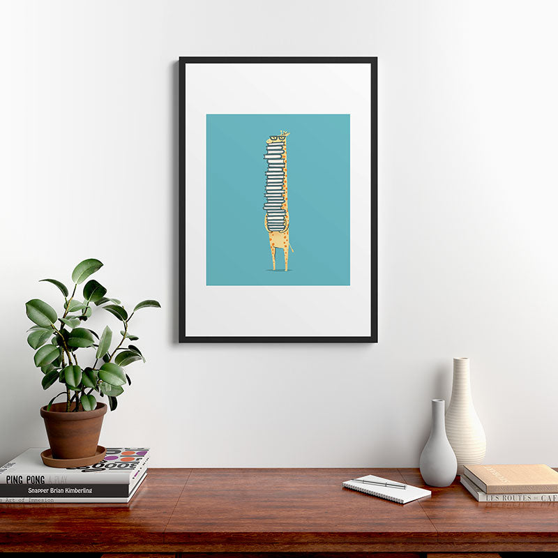 A Book Lover (blue) Framed Art Print
