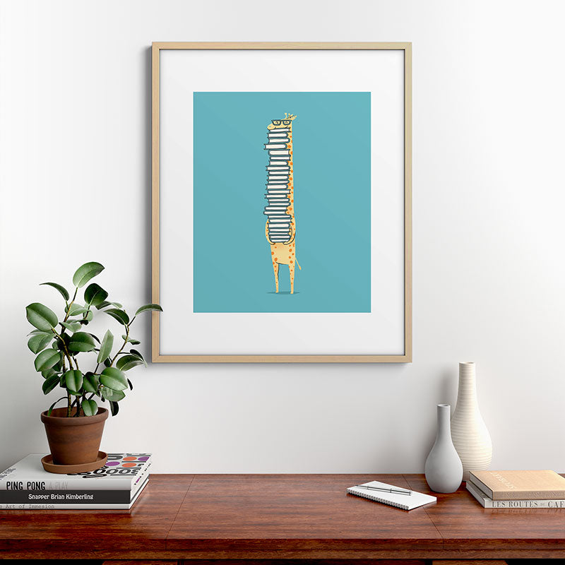 A Book Lover (blue) Framed Art Print