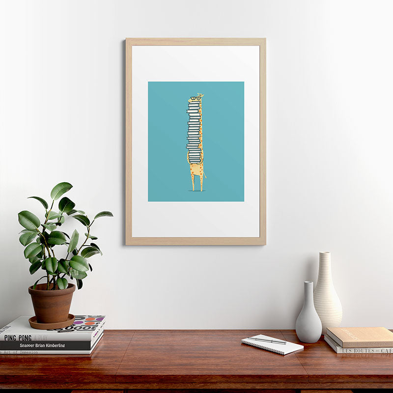 A Book Lover (blue) Framed Art Print