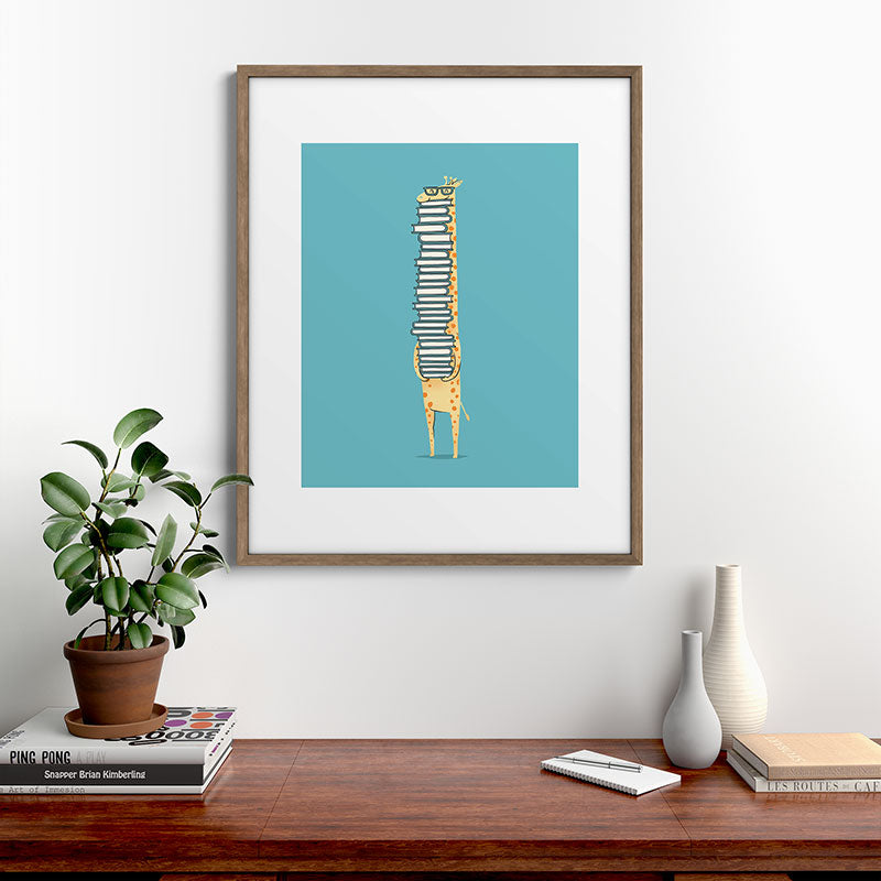 A Book Lover (blue) Framed Art Print