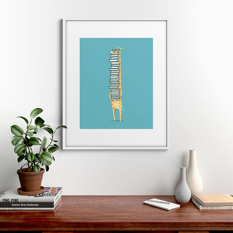 A Book Lover (blue) Framed Art Print