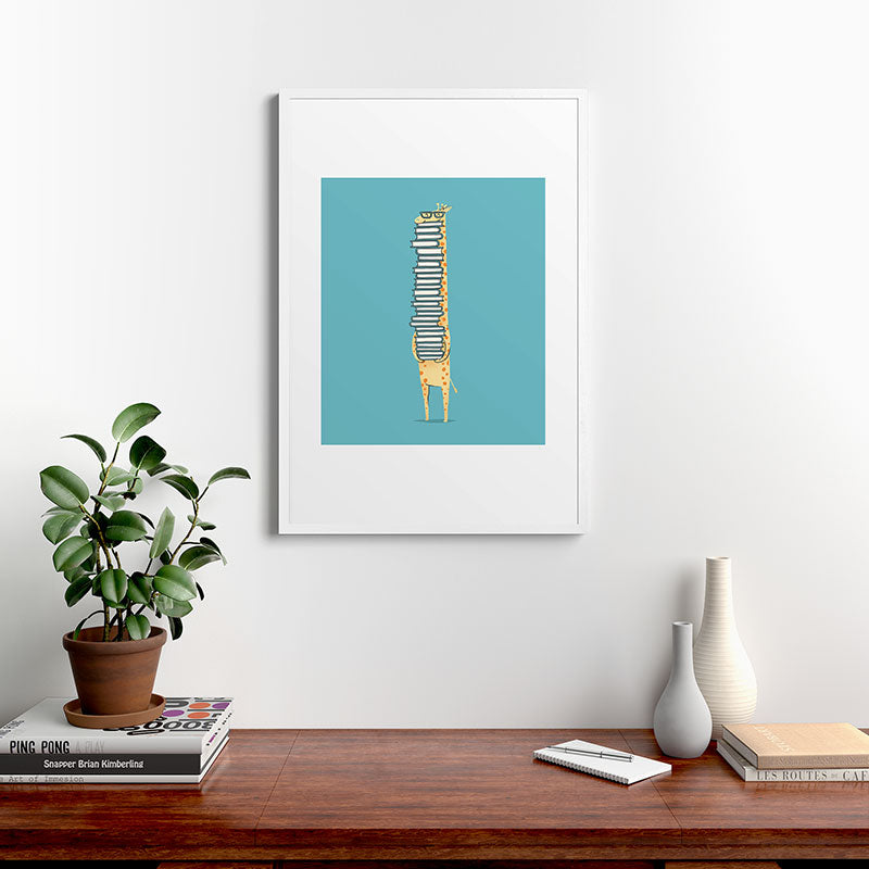 A Book Lover (blue) Framed Art Print