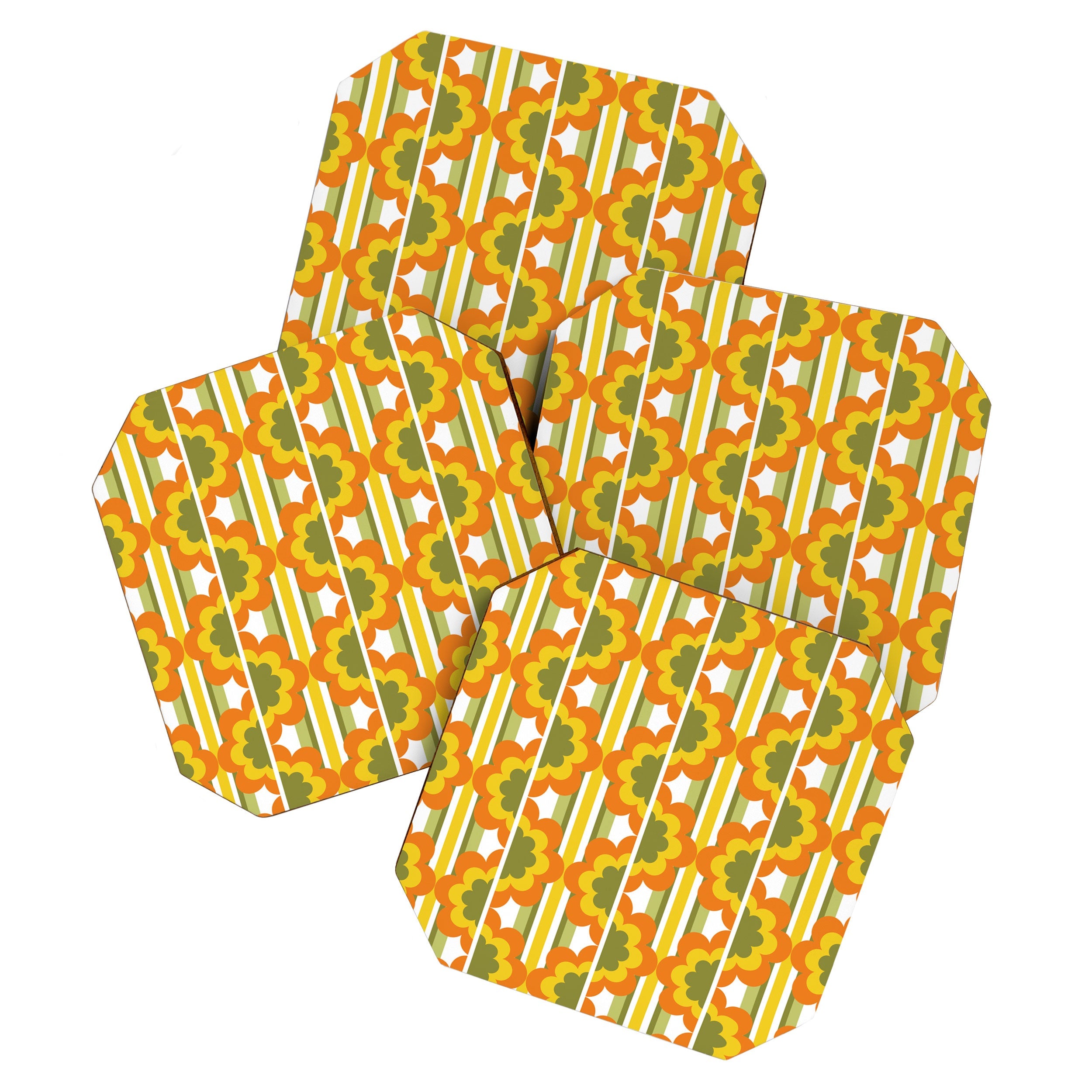70's Summer' Orange Yellow Green Coaster