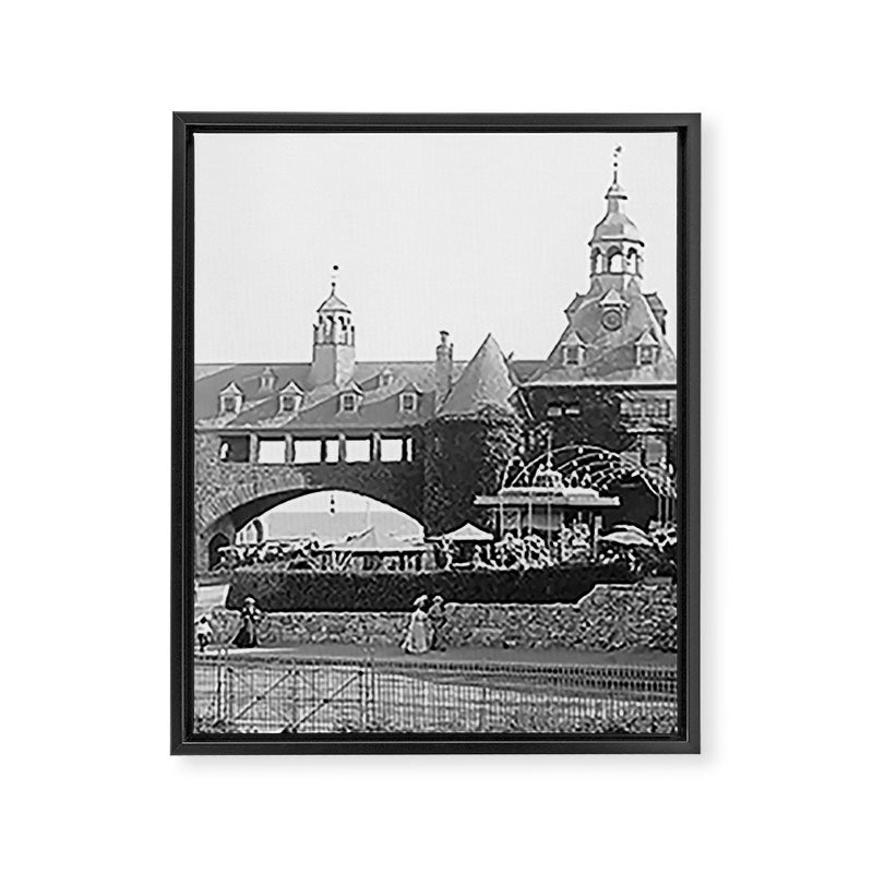 1890 Narragansett Towers & Casino, Narragansett, Rhode Island Framed Canvas Print