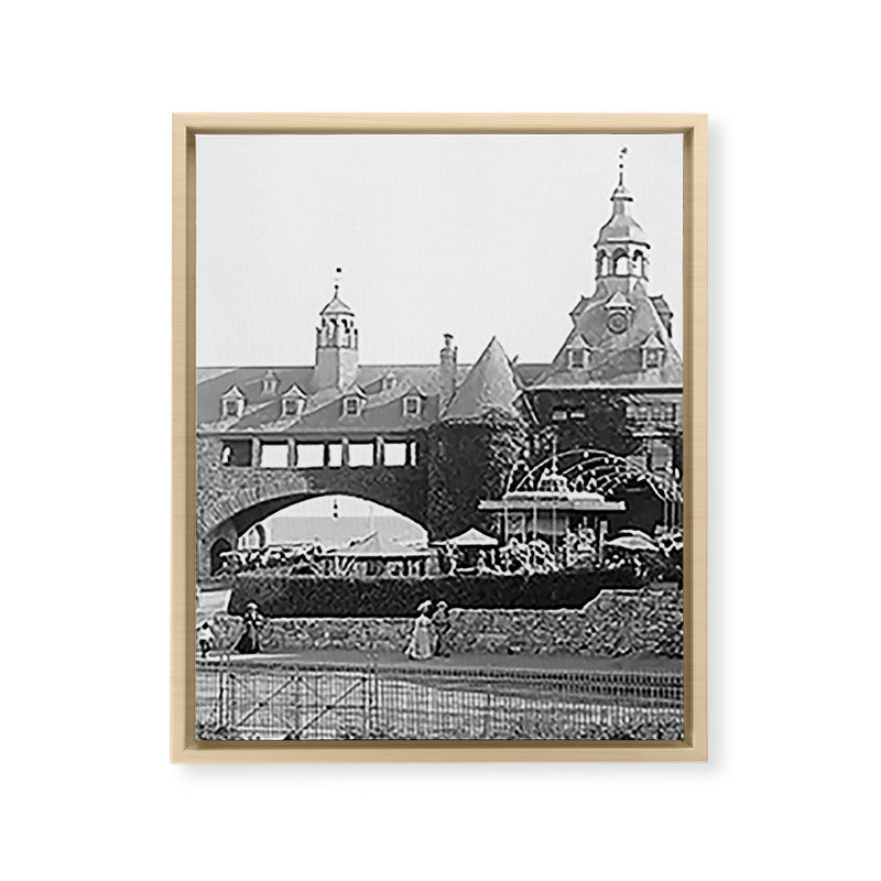 1890 Narragansett Towers & Casino, Narragansett, Rhode Island Framed Canvas Print