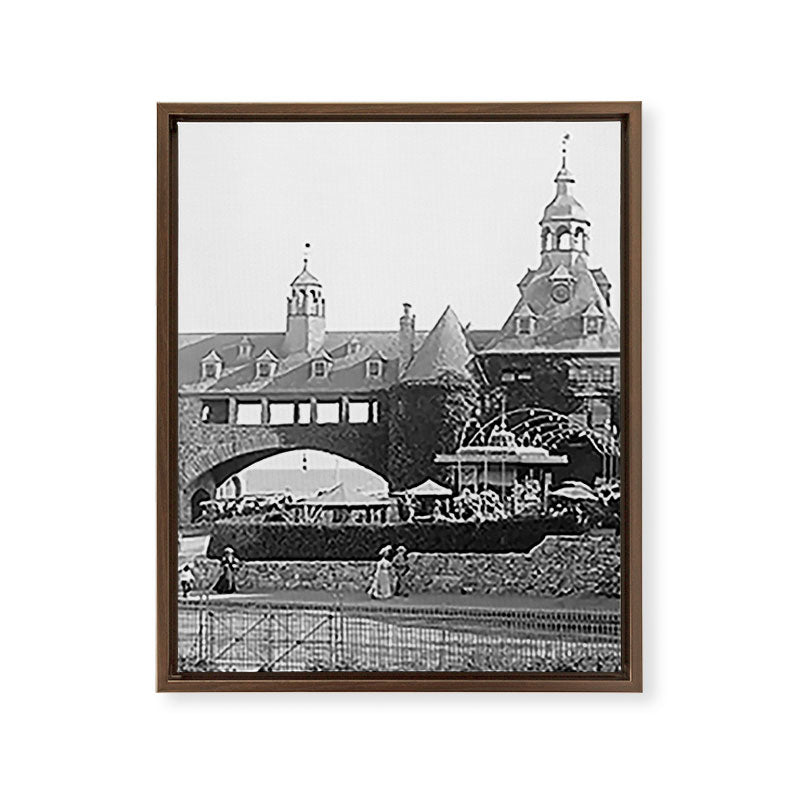 1890 Narragansett Towers & Casino, Narragansett, Rhode Island Framed Canvas Print