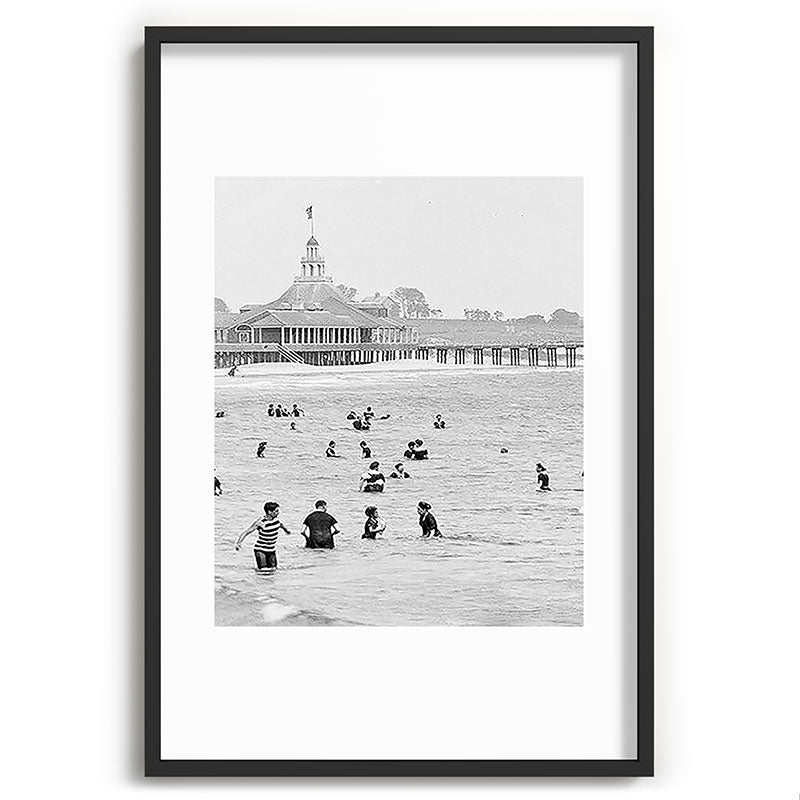 1895 Narragansett Pier and Beach, Narragansett, Rhode Island Framed Art Print