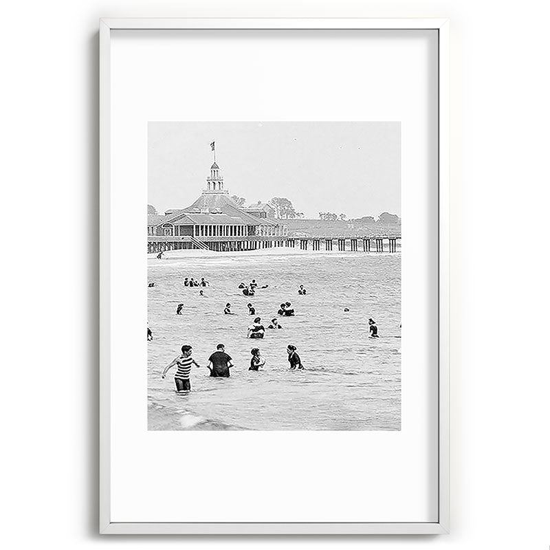 1895 Narragansett Pier and Beach, Narragansett, Rhode Island Framed Art Print