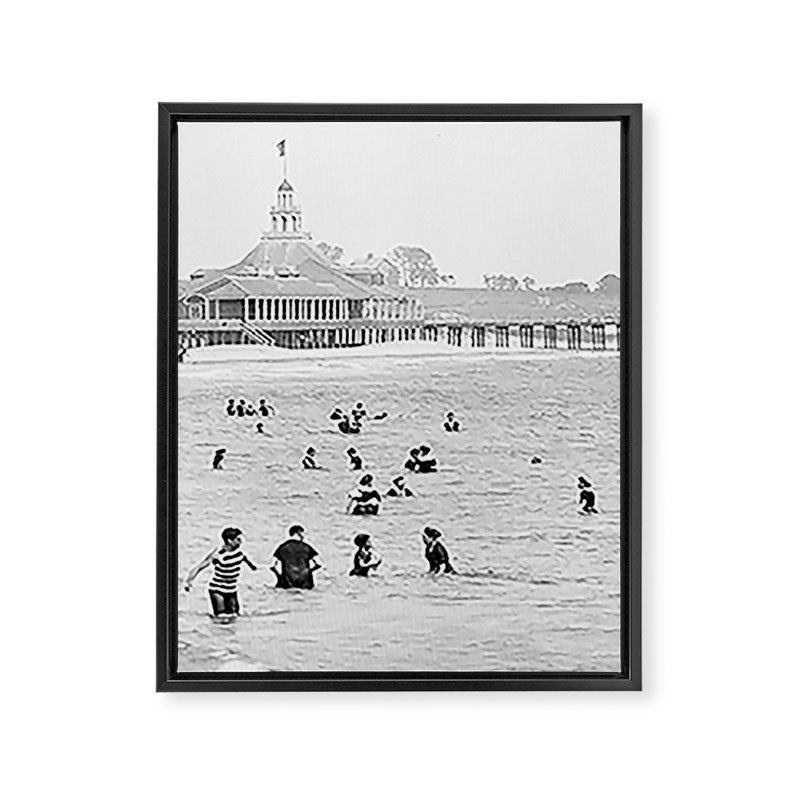 1895 Narragansett Pier and Beach, Narragansett, Rhode Island Framed Canvas Print