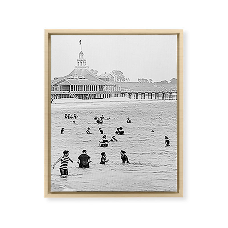 1895 Narragansett Pier and Beach, Narragansett, Rhode Island Framed Canvas Print