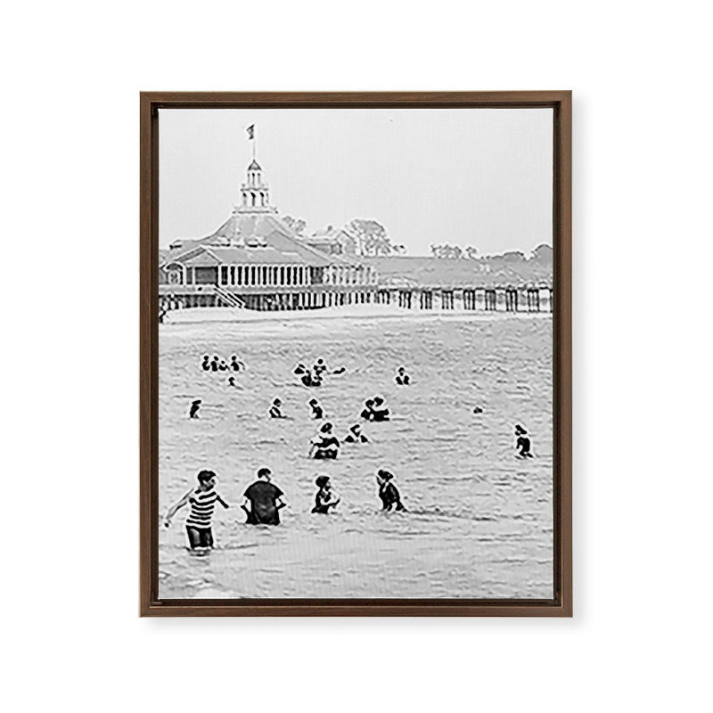 1895 Narragansett Pier and Beach, Narragansett, Rhode Island Framed Canvas Print