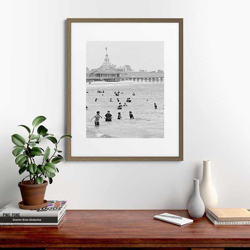 1895 Narragansett Pier and Beach, Narragansett, Rhode Island Framed Art Print