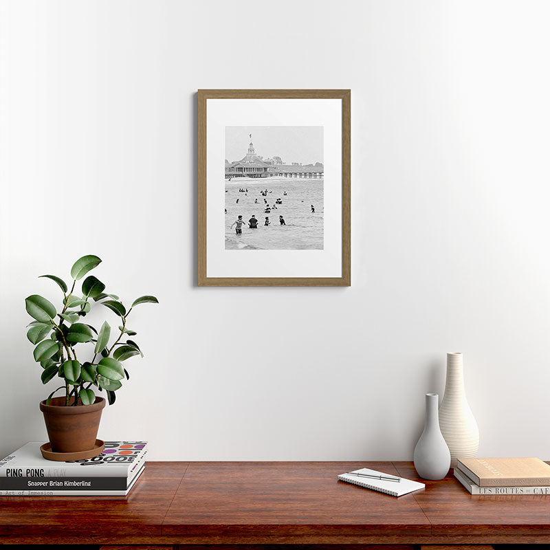 1895 Narragansett Pier and Beach, Narragansett, Rhode Island Framed Art Print