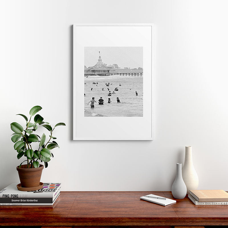 1895 Narragansett Pier and Beach, Narragansett, Rhode Island Framed Art Print