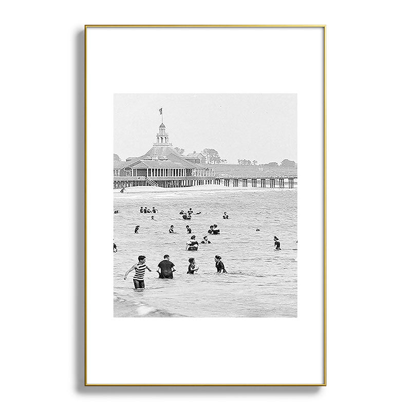 1895 Narragansett Pier and Beach, Narragansett, Rhode Island Framed Art Print