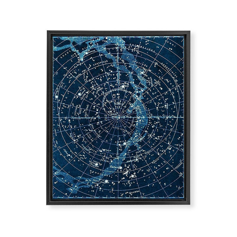 1900 Star Constellation Map - Chart Vintage Poster Framed Canvas Print