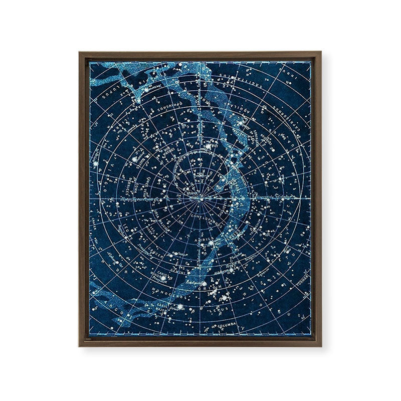 1900 Star Constellation Map - Chart Vintage Poster Framed Canvas Print