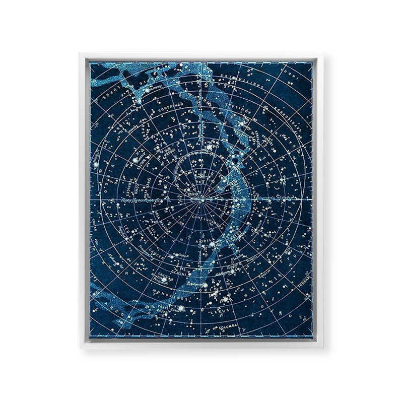 1900 Star Constellation Map - Chart Vintage Poster Framed Canvas Print