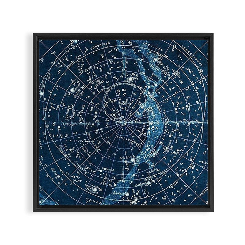 1900 Star Constellation Map - Chart Vintage Poster Framed Canvas Print