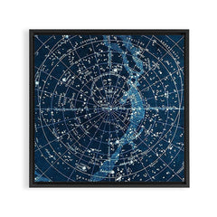 1900 Star Constellation Map - Chart Vintage Poster Framed Canvas Print