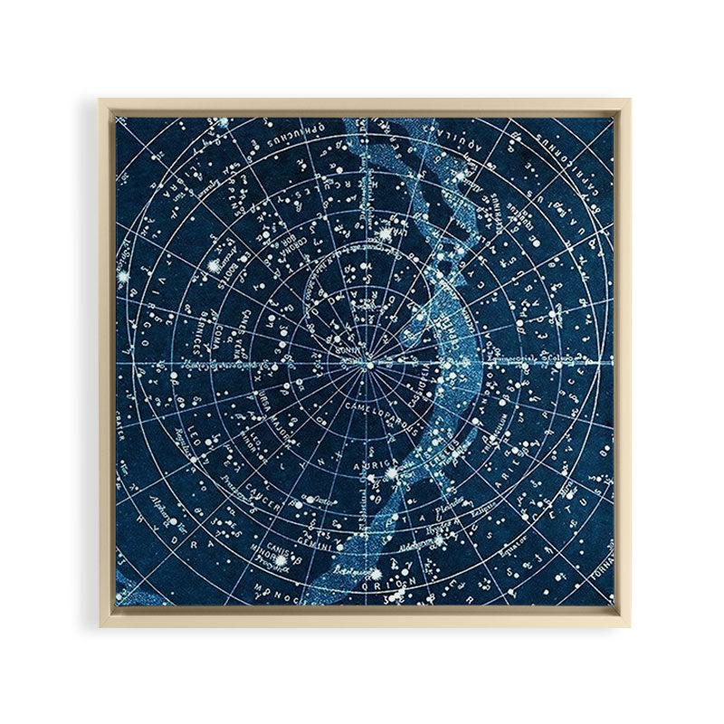 1900 Star Constellation Map - Chart Vintage Poster Framed Canvas Print