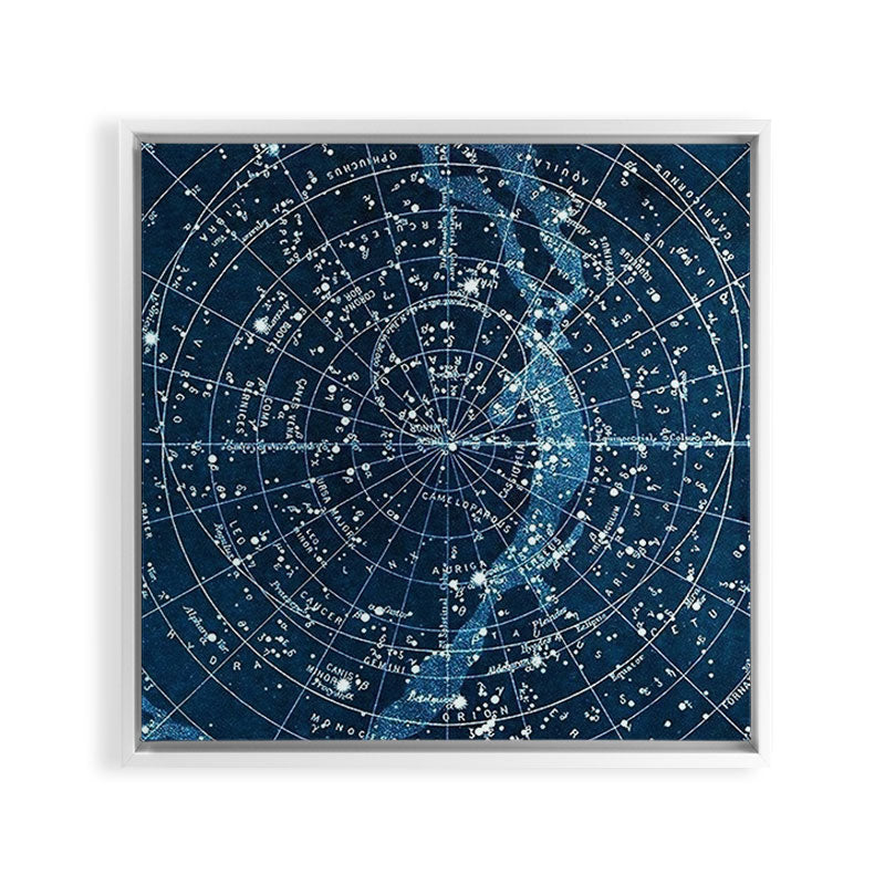 1900 Star Constellation Map - Chart Vintage Poster Framed Canvas Print