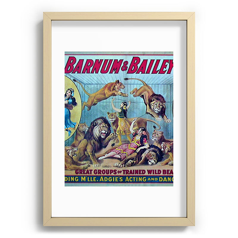 1910 Barnum & Bailey Circus Dancing Lions - M'lle Adgi's Acting Vintage Poster Framed Art Print