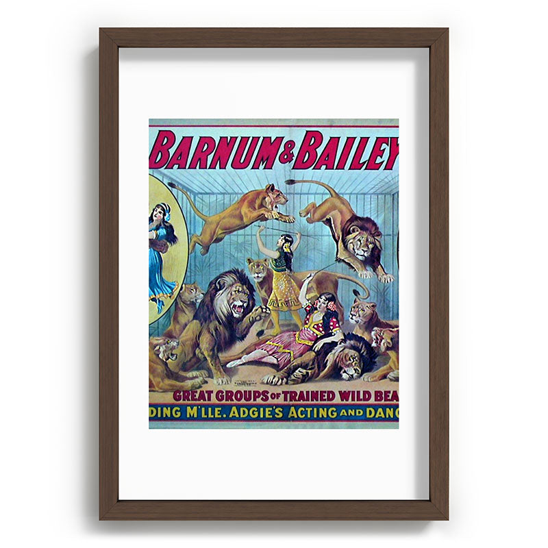 1910 Barnum & Bailey Circus Dancing Lions - M'lle Adgi's Acting Vintage Poster Framed Art Print