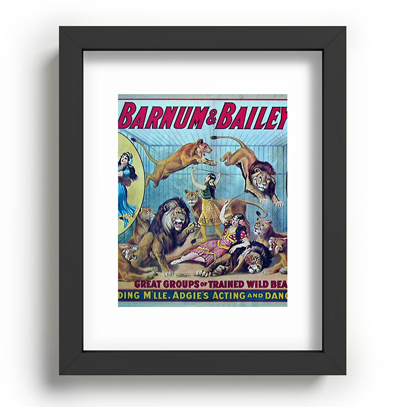 1910 Barnum & Bailey Circus Dancing Lions - M'lle Adgi's Acting Vintage Poster Framed Art Print