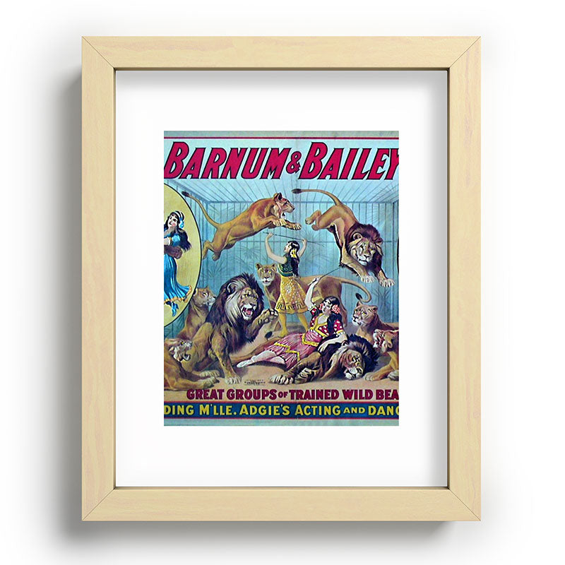 1910 Barnum & Bailey Circus Dancing Lions - M'lle Adgi's Acting Vintage Poster Framed Art Print
