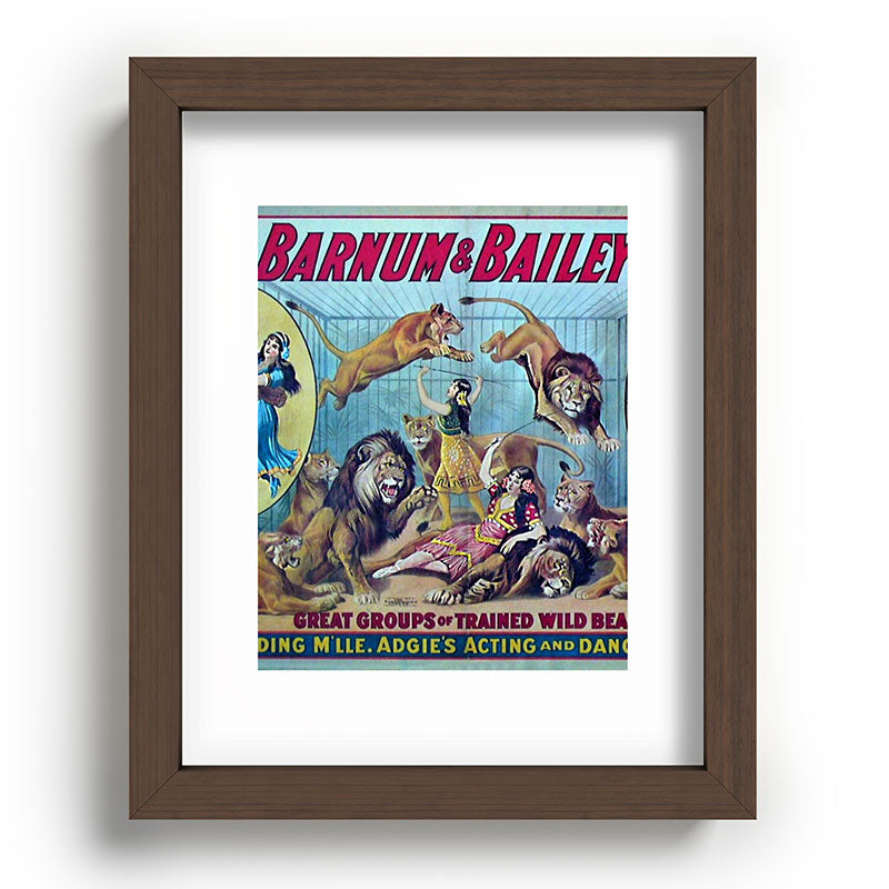 1910 Barnum & Bailey Circus Dancing Lions - M'lle Adgi's Acting Vintage Poster Framed Art Print