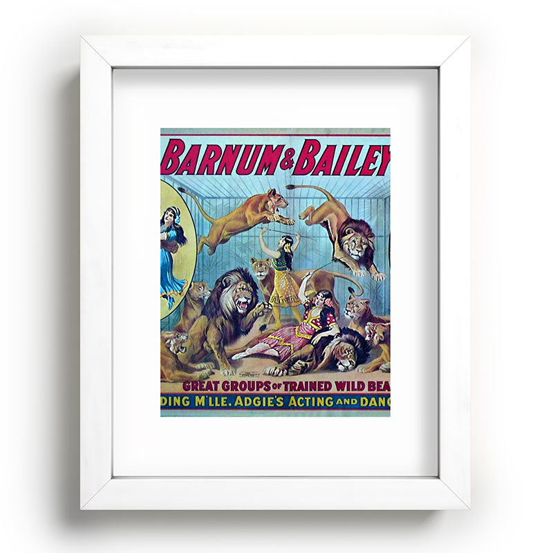 1910 Barnum & Bailey Circus Dancing Lions - M'lle Adgi's Acting Vintage Poster Framed Art Print