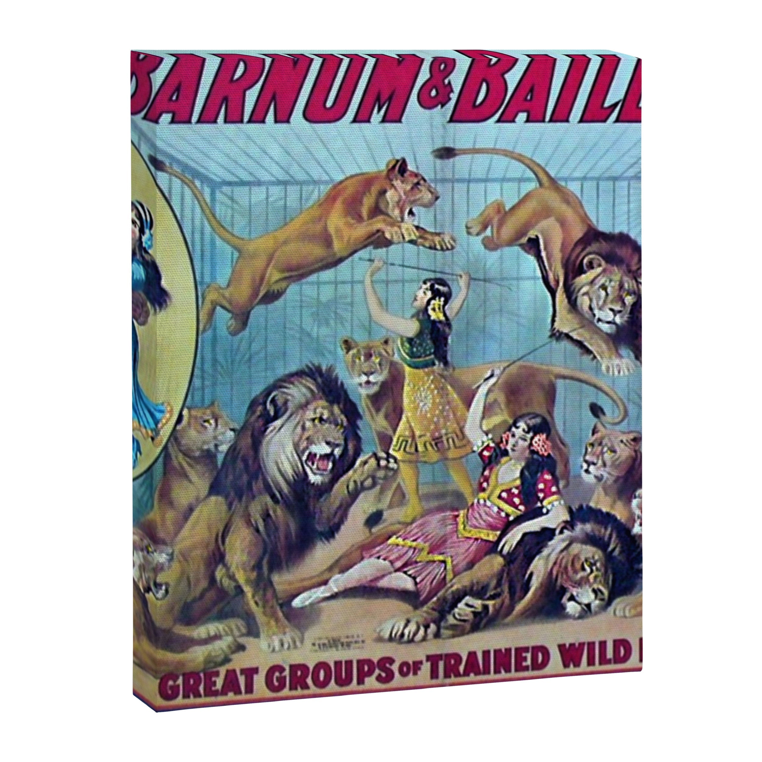 1910 Barnum & Bailey Circus Dancing Lions - M'lle Adgi's Acting Vintage Poster Canvas Print