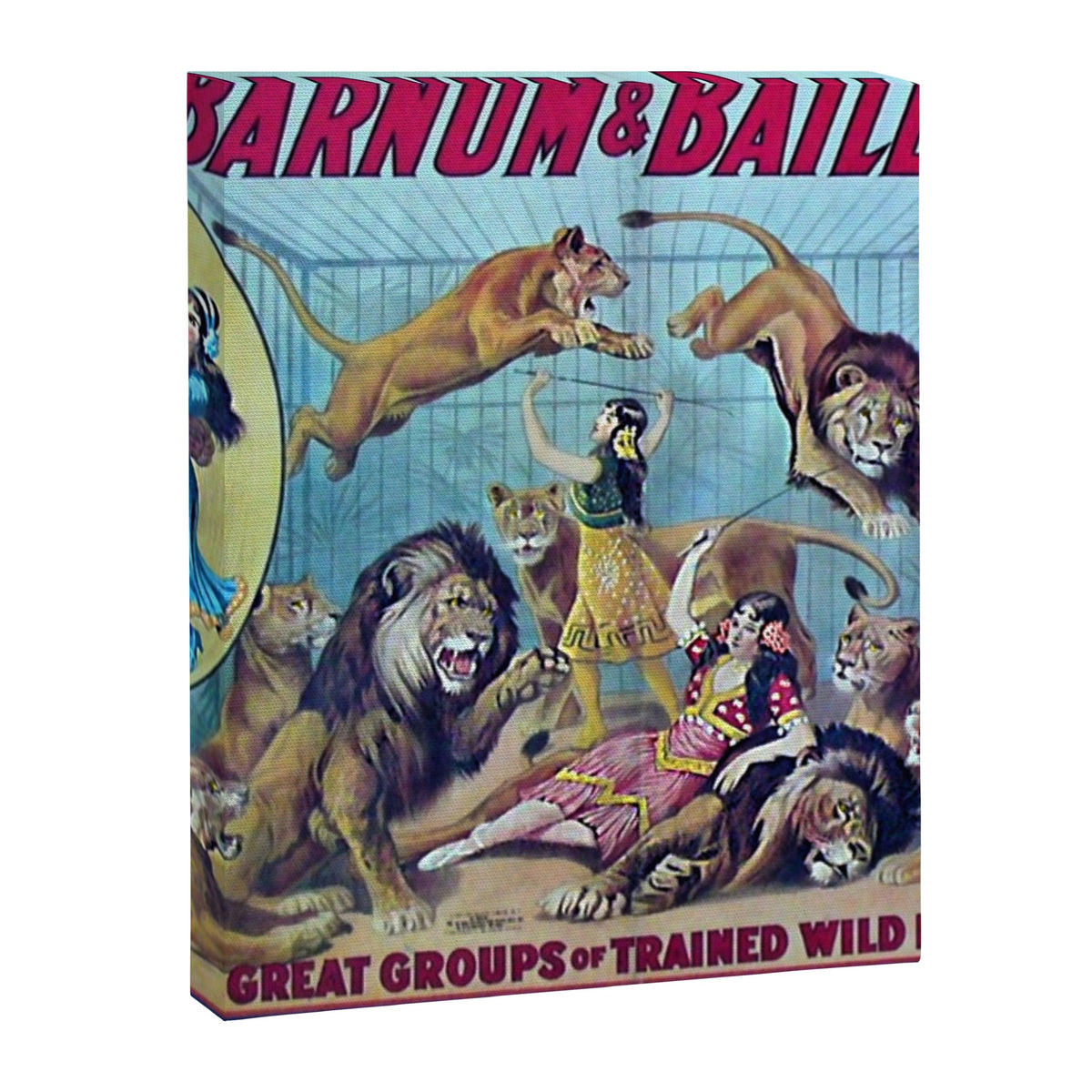 1910 Barnum & Bailey Circus Dancing Lions - M'lle Adgi's Acting Vintage Poster Canvas Print