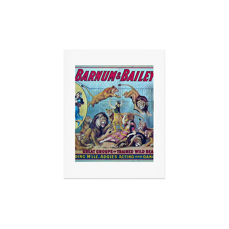 1910 Barnum & Bailey Circus Dancing Lions - M'lle Adgi's Acting Vintage Poster Art Print