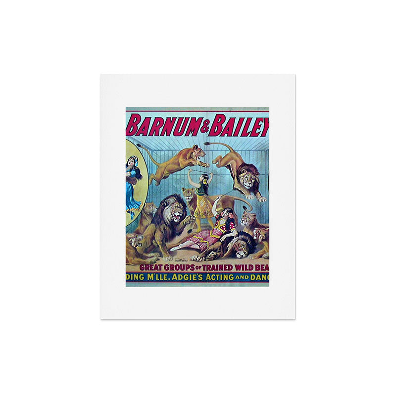 1910 Barnum & Bailey Circus Dancing Lions - M'lle Adgi's Acting Vintage Poster Art Print