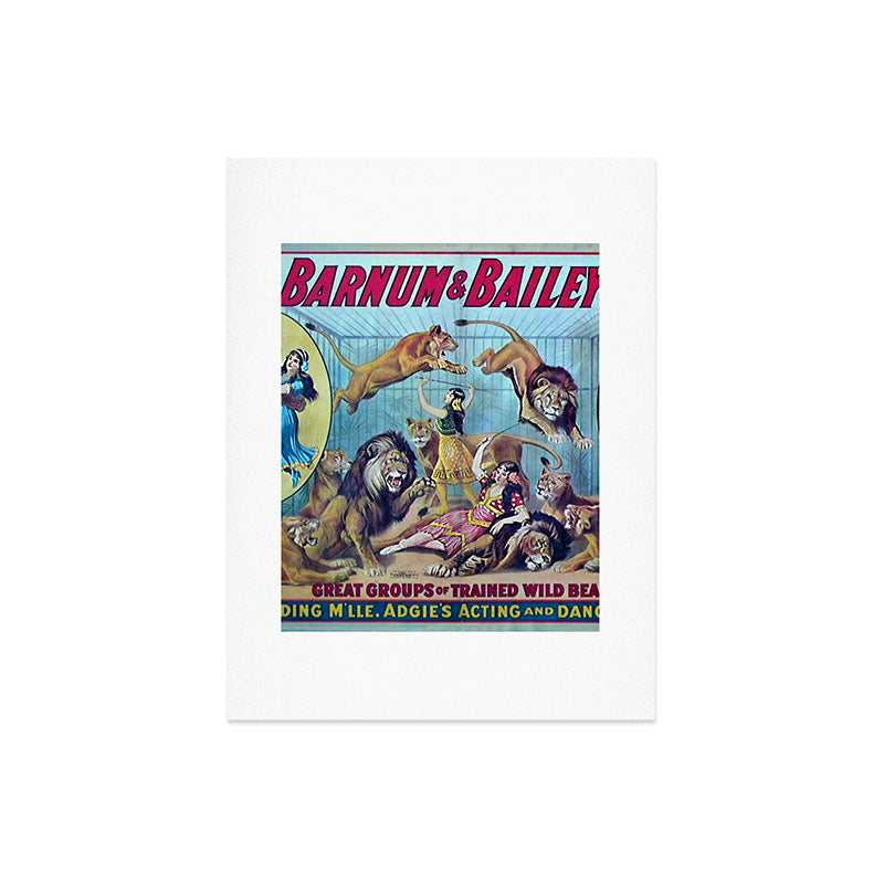 1910 Barnum & Bailey Circus Dancing Lions - M'lle Adgi's Acting Vintage Poster Art Print