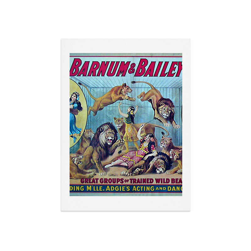 1910 Barnum & Bailey Circus Dancing Lions - M'lle Adgi's Acting Vintage Poster Art Print