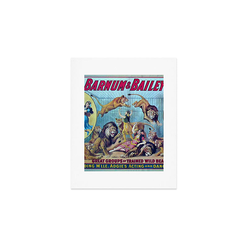 1910 Barnum & Bailey Circus Dancing Lions - M'lle Adgi's Acting Vintage Poster Art Print
