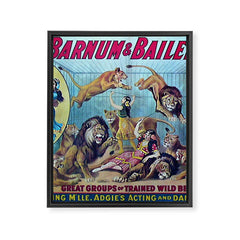 1910 Barnum & Bailey Circus Dancing Lions - M'lle Adgi's Acting Vintage Poster Framed Canvas Print