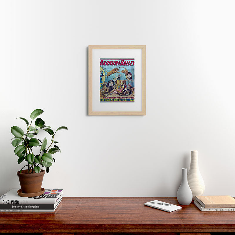 1910 Barnum & Bailey Circus Dancing Lions - M'lle Adgi's Acting Vintage Poster Framed Art Print