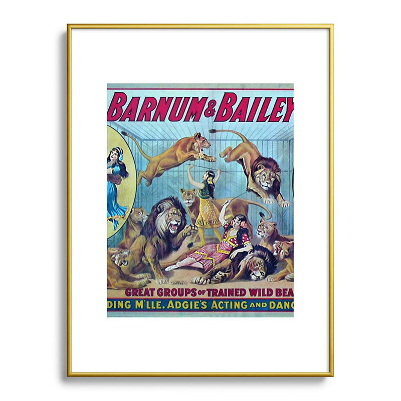 1910 Barnum & Bailey Circus Dancing Lions - M'lle Adgi's Acting Vintage Poster Framed Art Print