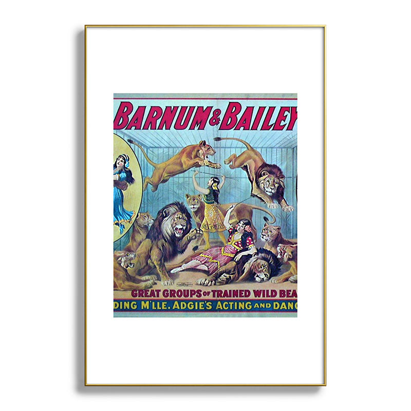 1910 Barnum & Bailey Circus Dancing Lions - M'lle Adgi's Acting Vintage Poster Framed Art Print